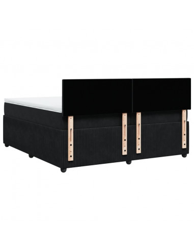 Giroletto a Molle con Materasso Nero 200x200 cm in Velluto