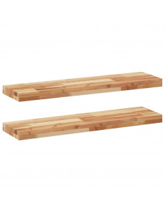 Mensole da Parete 2 pz 100x20x4 cm Legno Acacia Rifinito a Olio 2