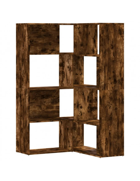 Libreria Angolare 4 Ripiani Rovere Fumo 85x85x140 cm Truciolare