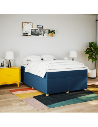 Giroletto a Molle con Materasso Blu 140x200 cm in Tessuto