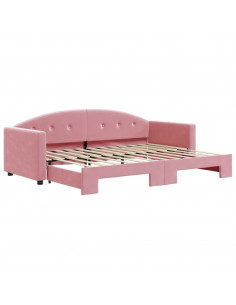 Divano Letto con Letto Estraibile Rosa 80x200 cm in Velluto 2
