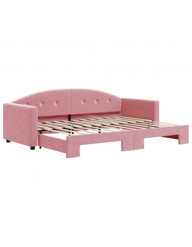Divano Letto con Letto Estraibile Rosa 80x200 cm in Velluto