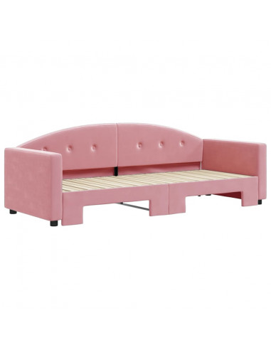 Divano Letto con Letto Estraibile Rosa 80x200 cm in Velluto
