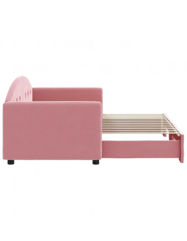 Divano Letto con Letto Estraibile Rosa 80x200 cm in Velluto