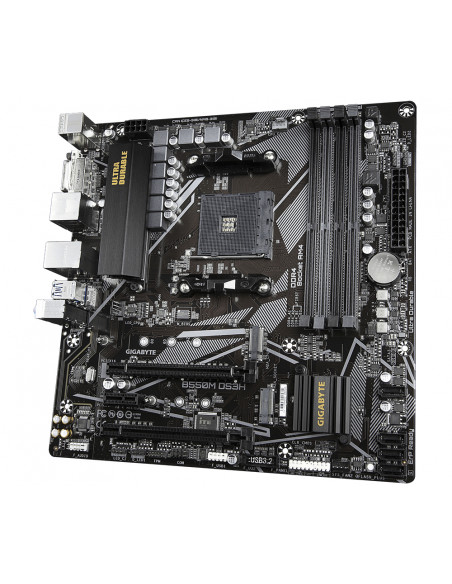 GIGABYTE B550M DS3H Scheda madre - CPU AMD Ryzen 5000, VRM a 5+3 fasi, fino a 4733 MHz DDR4, 1xPCIe 4.0 + 1xPCIe 3.0 M.2, LAN 1G
