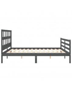 Giroletto con Testiera Grigio 200x200 cm in Legno Massello 2