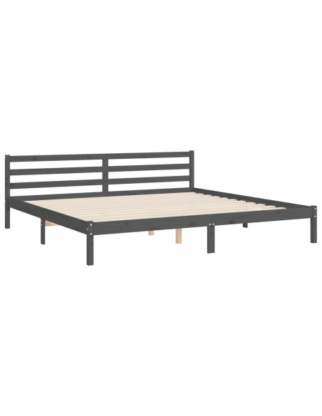 Giroletto con Testiera Grigio 200x200 cm in Legno Massello