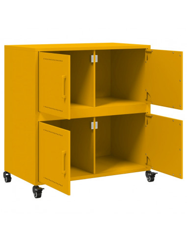 Credenza Giallo Senape 68,5x39x72 cm Acciaio Laminato a Freddo