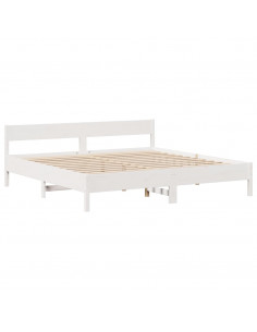 Giroletto senza Materasso Bianco 200x200 cm Legno Massello Pino 2