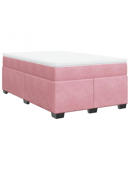 Giroletto a Molle con Materasso Rosa 120x190 cm in Velluto