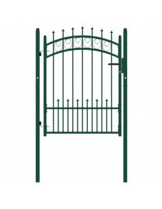 Cancello per Recinzione con Punte in Acciaio 100x125 cm Verde 2
