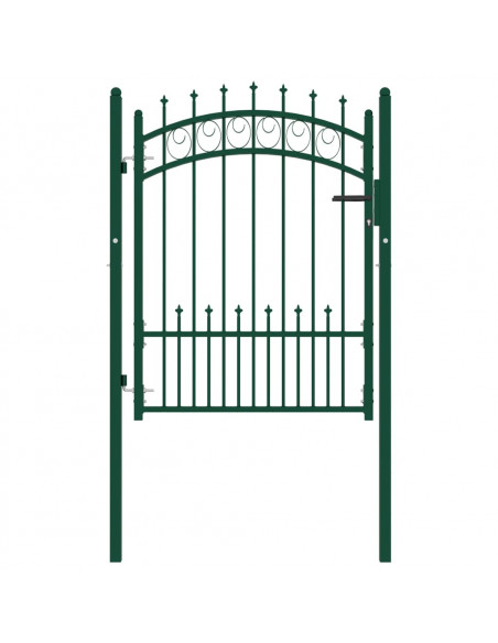 Cancello per Recinzione con Punte in Acciaio 100x125 cm Verde