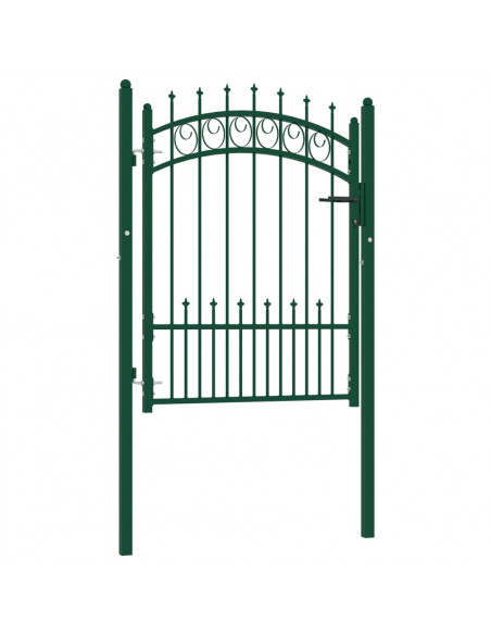 Cancello per Recinzione con Punte in Acciaio 100x125 cm Verde