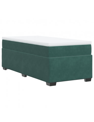Giroletto a Molle con Materasso Verde Scuro 80x200 cm Velluto