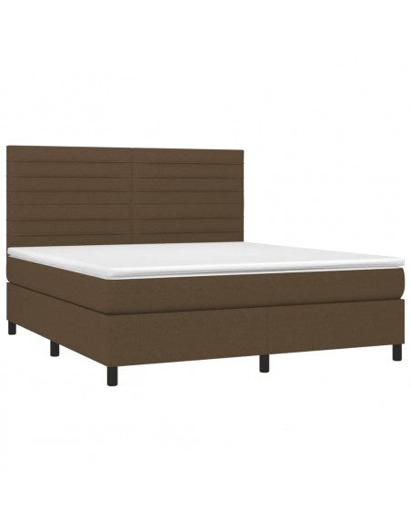 Giroletto a Molle con Materasso Marrone Scuro 160x200cm Tessuto