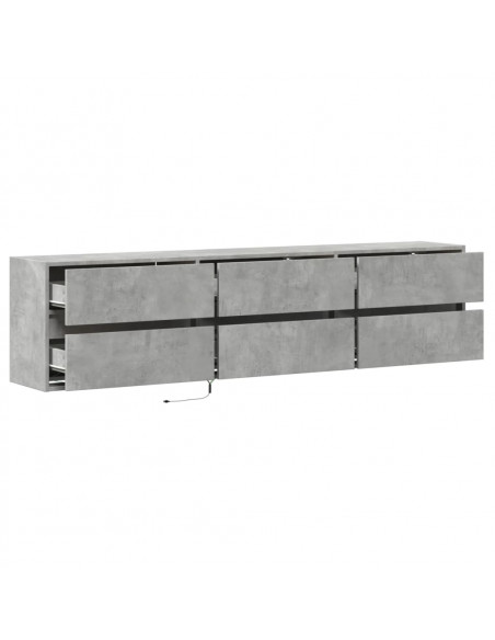 Mobile TV a Parete con LED Grigio Cemento 180x31x45 cm