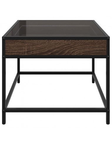 Tavolino da Salotto con LED Infinity Rovere Marrone 50x50x41 cm