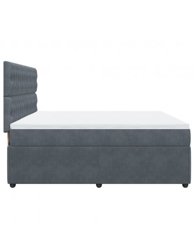 Giroletto a Molle con Materasso Grigio Scuro 200x200 cm Velluto