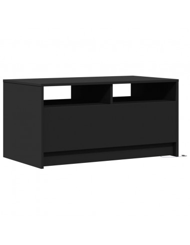 Tavolino da Salotto con Luci LED Nero in Truciolato