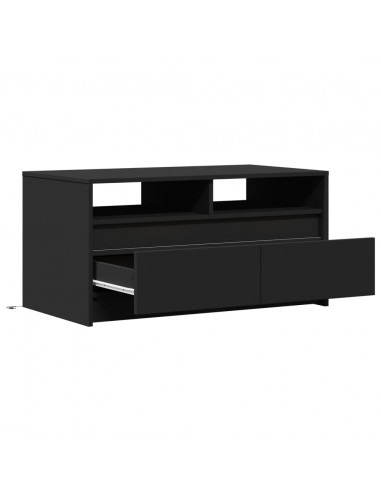 Tavolino da Salotto con Luci LED Nero in Truciolato