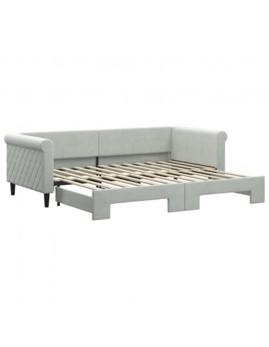 Divano Letto con Letto Estraibile Grigio Chiaro 90x200 Velluto