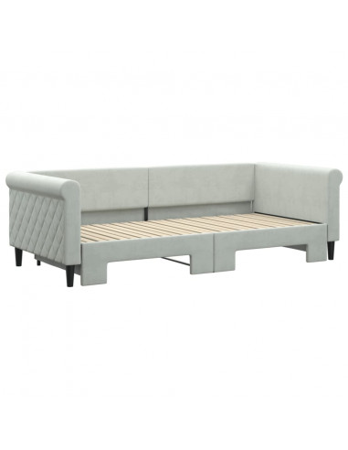 Divano Letto con Letto Estraibile Grigio Chiaro 90x200 Velluto