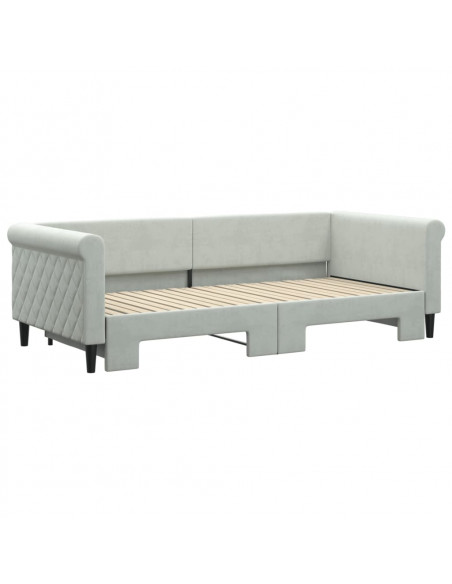 Divano Letto con Letto Estraibile Grigio Chiaro 90x200 Velluto