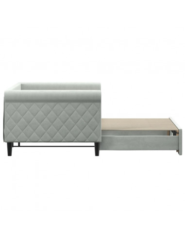 Divano Letto con Letto Estraibile Grigio Chiaro 90x200 Velluto