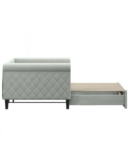 Divano Letto con Letto Estraibile Grigio Chiaro 90x200 Velluto