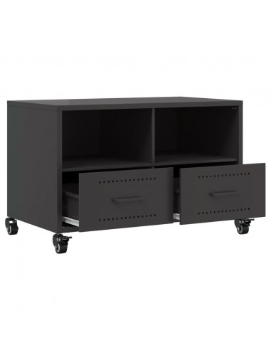 Mobile TV Nero 68x39x43,5cm in Acciaio Laminato a Freddo