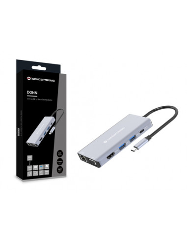 Conceptronic DONN20G Cablato USB 3.2 Gen 1 (3.1 Gen 1) Type-C Grigio