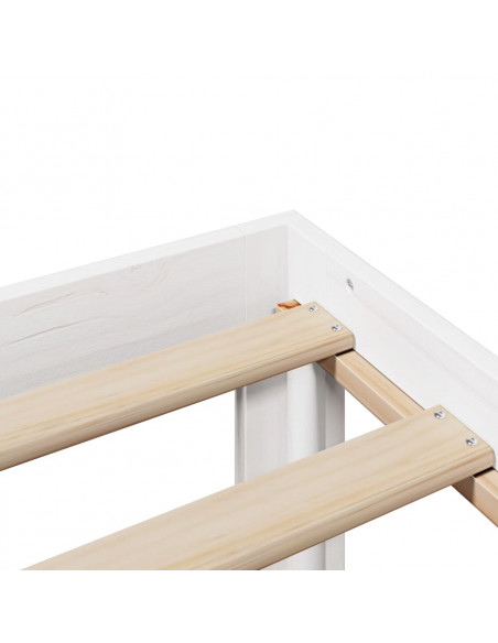 Giroletto con Testiera Bianco 160x200 cm Legno Massello di Pino
