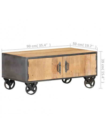Tavolino da Salotto 90x50x39 cm in Legno Massello di Recupero
