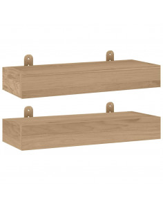 Mensole da Parete 2 pz 40x15x6 cm in Legno Massello di Teak 2