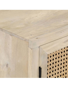 Credenza 60x35x70 cm Legno Massello di Mango e Canna Naturale 2