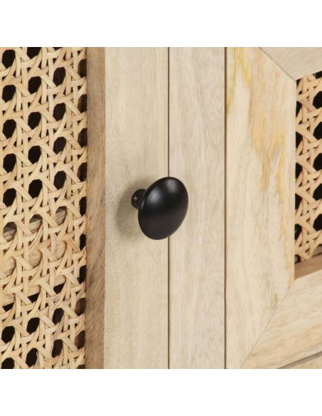 Credenza 60x35x70 cm Legno Massello di Mango e Canna Naturale