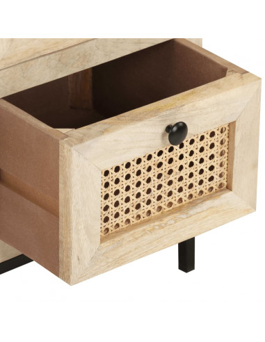 Credenza 60x35x70 cm Legno Massello di Mango e Canna Naturale