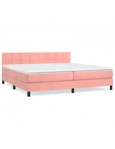 Giroletto a Molle con Materasso Rosa 200x200 cm in Velluto