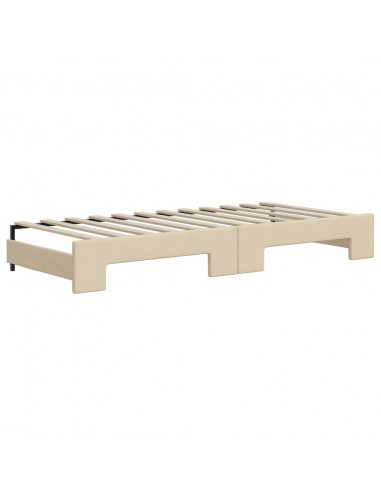 Divano Letto Estraibile con Cassetti Crema 80x200 cm in Tessuto