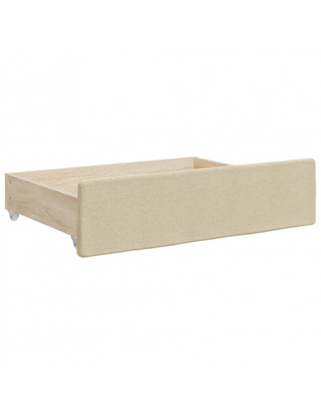 Divano Letto Estraibile con Cassetti Crema 80x200 cm in Tessuto