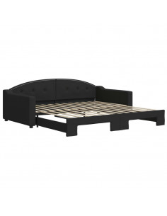 Divano Letto con Letto Estraibile Nero 100x200 cm in Tessuto 2