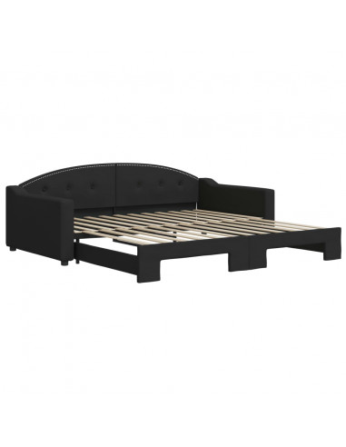 Divano Letto con Letto Estraibile Nero 100x200 cm in Tessuto