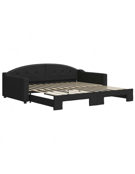 Divano Letto con Letto Estraibile Nero 100x200 cm in Tessuto
