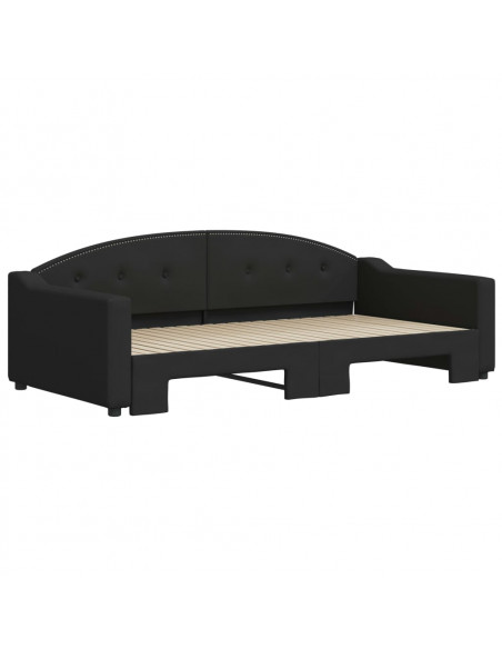 Divano Letto con Letto Estraibile Nero 100x200 cm in Tessuto
