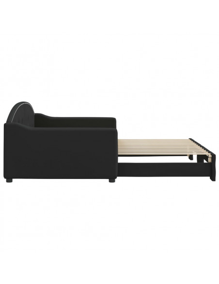 Divano Letto con Letto Estraibile Nero 100x200 cm in Tessuto