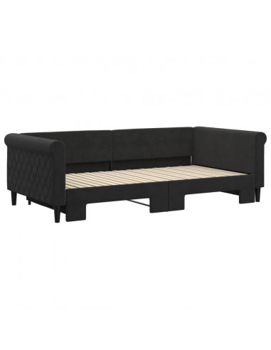 Divano Letto con Letto Estraibile Nero 100x200 cm in Velluto