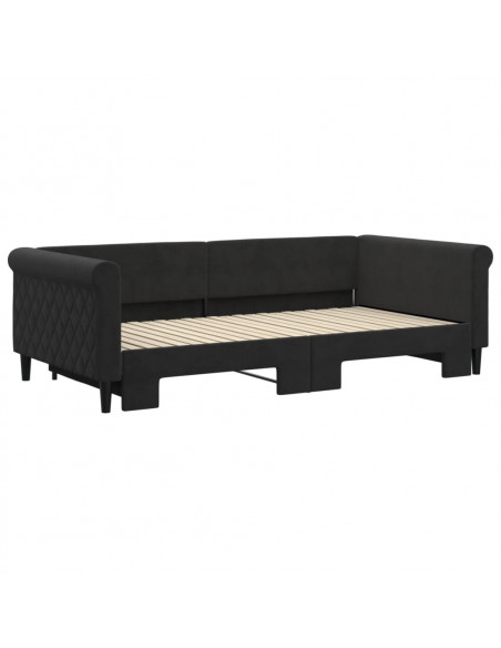 Divano Letto con Letto Estraibile Nero 100x200 cm in Velluto