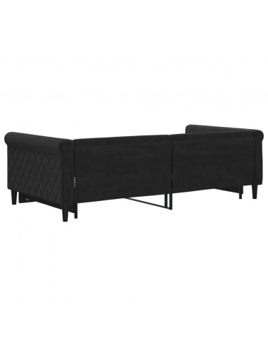 Divano Letto con Letto Estraibile Nero 100x200 cm in Velluto