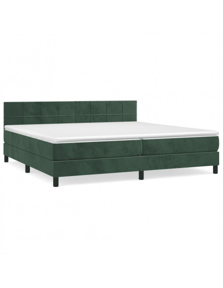 Giroletto a Molle con Materasso Verde Scuro 200x200 cm Velluto