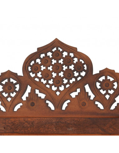 Divisorio 4 Pannelli Intaglio Marrone 160x165cm Mango Massello